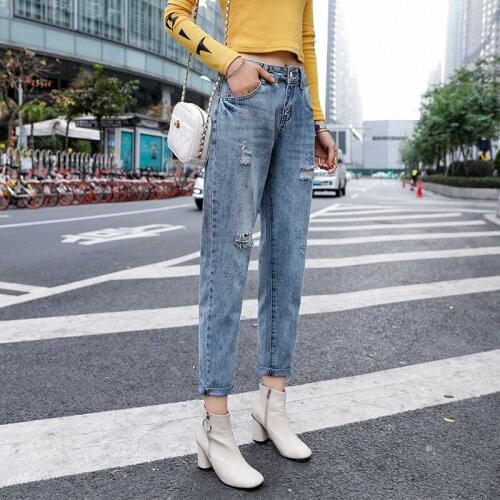 Womens fall 2021 high-waisted casual commuter hip hop jeans