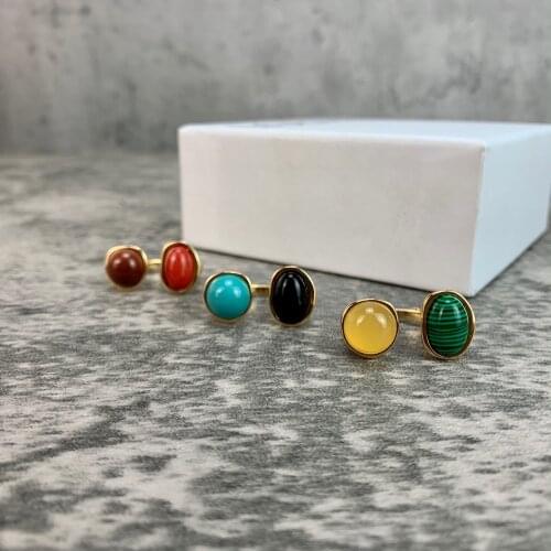 Brand Fashion Pearls Jewelry For Women Vintage Rings Big Stone Hot Party Yellow Brass Adjustable Steam Punk High Quality Design