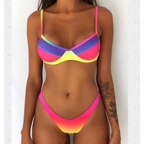 Women Bikini Set Print Push-up Padded Bra Bikini Set Triangle Swimwear Swimsuit Bathing Beach