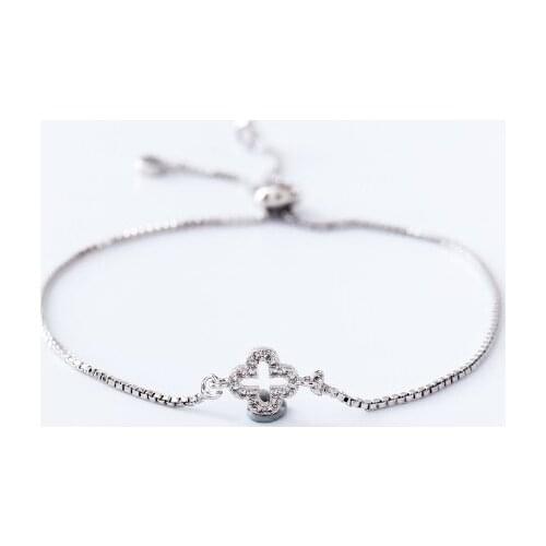 Gold silver Chain micro pave cz Zircon Cubic Zirconia bracelet rope adjusted Macrame clover Bangle df1 Fashion Jewelry gift