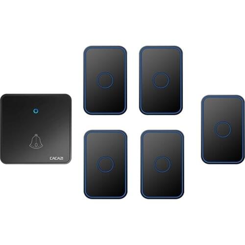 CACAZI Smart Wireless Doorbell Waterproof 60 Chimes 5 Volume 0-110dB Home Flash Door Ring Bell US EU UK Plug 1 Button 5 Receiver