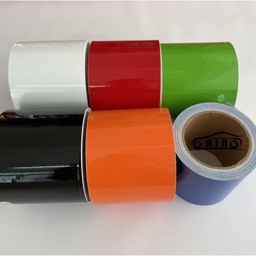 10cm width Black Red White Blue Orange Glossy Vinyl Wrap Roll with Air Release Technology Adhesive Stickers Decals