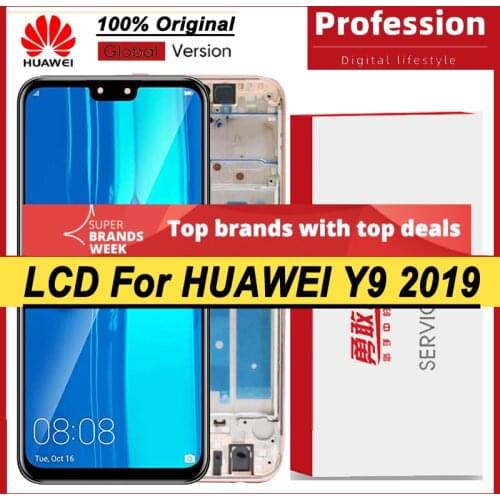 100% Original 6.5'' IPS Display with Frame for Huawei Y9 2019 JKM-LX1 JKM-LX2 JKM-LX3 LCD Touch Screen Digitizer Repair Parts