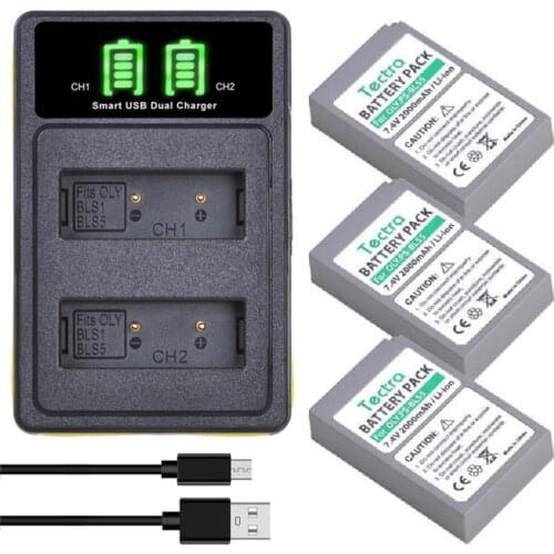 2000mAh PS-BLS5 BLS-50 BLS-5 BLS5 BLS 5 BLS50 Battery+LCD Charger for Olympus PEN E-PL2,E-PL5,E-PL6,E-PL7,E-PM2,E-M10,E-M10 II