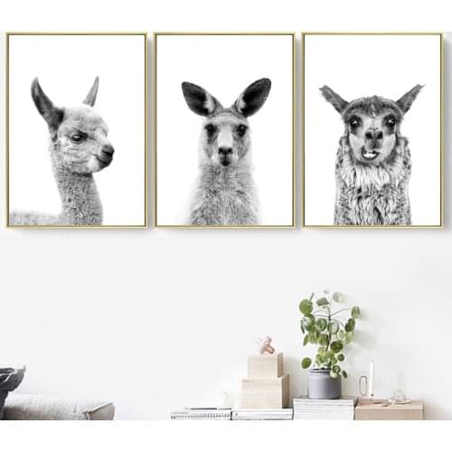 3pcs set Kangaroo Alpaca Black White diamond mosaic display cross stitch picture diamond painting square embroidery rhinestones