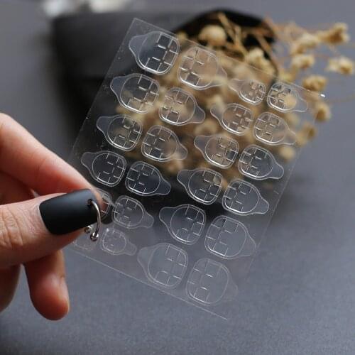 Transparent double-sided nail sticker Jelly nail stickers Easy to tear design Stable and beautiful false nails glue 3pcs