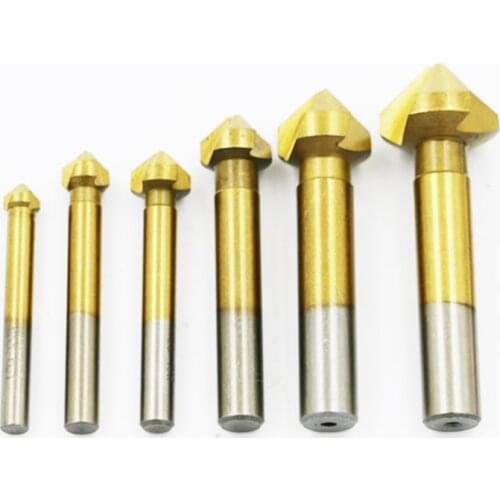 6pcs hss steel titanium countersink drill bit set reamer chamfer screw drill bits for metal deburring tool wooddrill woodworking