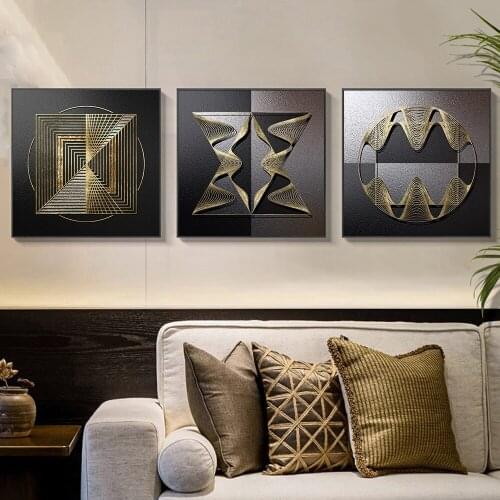 Abstract Golden Floral Pattern Canvas Painting on The Wall Posters and Prints Modern Wall Art Picture for Home Decor No Frame