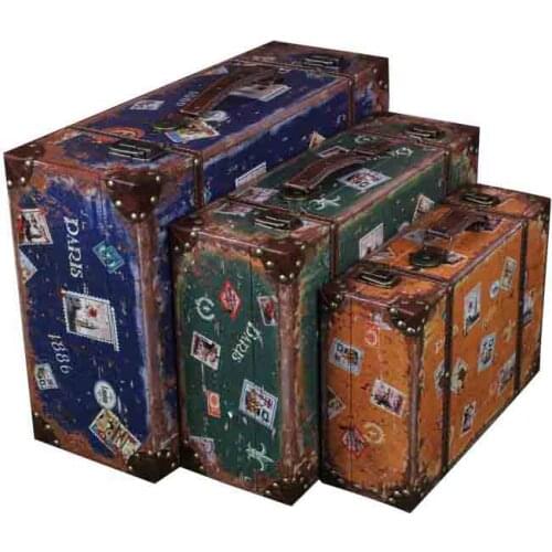 American Country Retro Suitcase Luggage Wooden Display Storage Box Studio Props Home Decoration Accessories Morden Birthday Gift