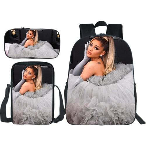 Ariana Grande 3 Pcs/set Backpack Shoulder Bag Pencil Case Teenagers Bookbag Children Back To School Gift Mochila Boys Girls Bags