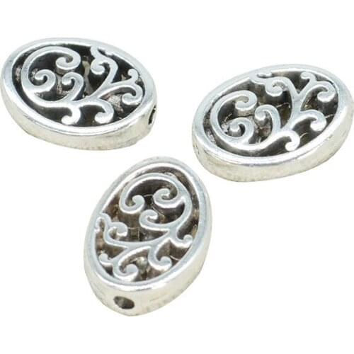 50 PCS 9.5*12.5mm Metal Alloy Beads Spacer Beads Antique Silver Color Bead DIY Accessories For Jewelry Making