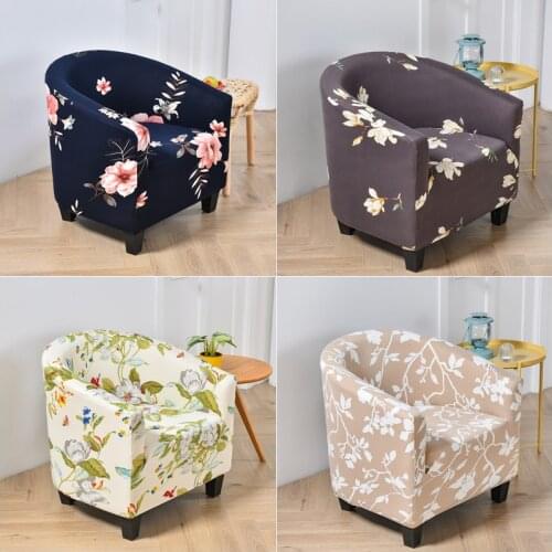 Floral Tub Chair Slipcovers Stretch Spandex Club Armchair Covers Single Couch Cover for Living Room Furniture Protector Cover