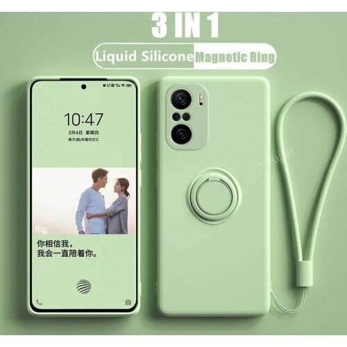 Redmi note 10 9 Pro note10 note9 Pro Case Magnetic Ring Stand Liquid Silicone Soft Camera Protector For Xiaomi Redmi note 10 Pro