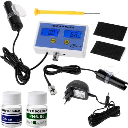 2 in1 Digital Salinity & PH Meter Water Quality Monitor Test pH-2771 for Aquarium