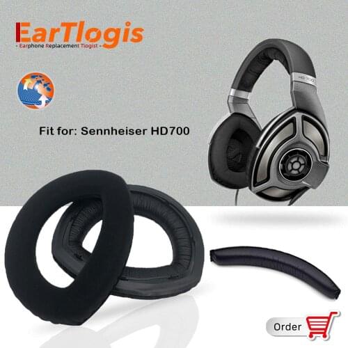 EarTlogis Velvet Replacement Parts for Sennheiser HD700 HD 700 Headset EarPads Bumper Headband Earmuff Cover Cushion