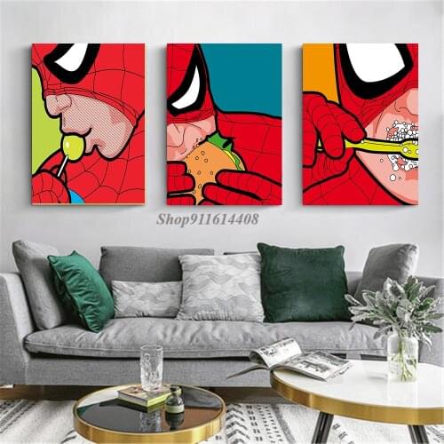 Canvas Painting Disney Classic Superhero Spiderman Batman Iron Man Paintings on The Wall Art Poster Canvas Room Home Decorations