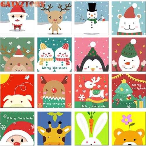 GATYZTORY Painting By Numbers DIY Children Gift Early Education Entertainment 20x20cm Framed Acrylic Paint Hand-painted Cartoon