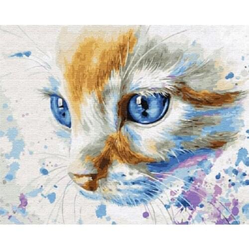 White Kitten Animal 40×50 DIY Painting By Numbers Hand Painted Oil Painting Adult Child Picture Colouring Home Decor Unique Gift