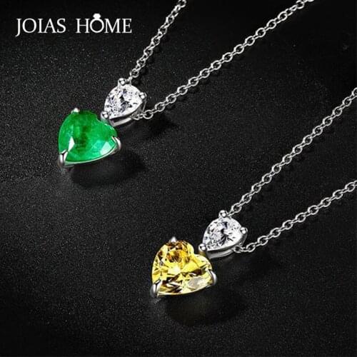JoiasHome 100% 925 Sterling Silver Necklace Woman Jewelry Emerald Yellow Stone for Woman Fashion Party Fine Gift Wholesale