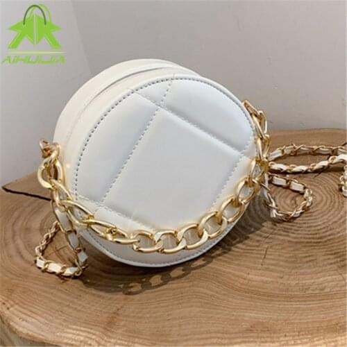 Round Shape Diamond Lattice Crossbody Bags Fashion Chain Shoulder Handbags 2021 High Quality Solid Color Ladies' Messenger Bags