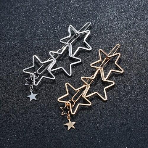 MISANANRYNE Fashion Jewelry Hollow Star Hair Clips For Women Pentagram Love Hairpin Women Bridal Hair Accessories Hairgrip