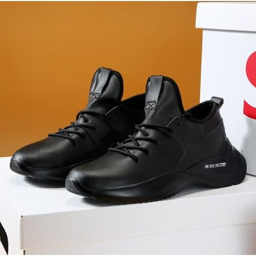 New Men Shoes Sneakers Thick Sole Breathable Leather Running Shoe For Men Platform Chunky Shoes Outdoors Walking Zapatos Hombre
