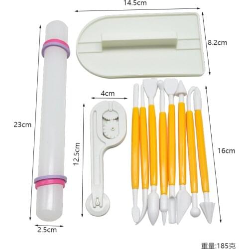 Baking Tool Set 4 Styles 11 Piece Set Fondant Cake Biscuit Mold Rolling Pin Set 4 Piece Set Cake Decoration Accessories Molds