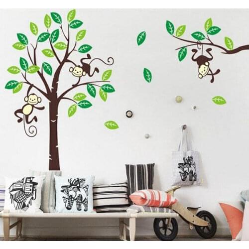 Monkey On Tree Art Removable Wall Stickers Baby Room Home Decal Decor