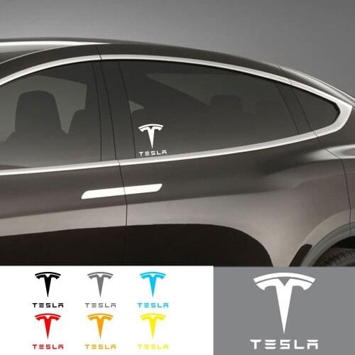 2pcs Car Logo Stickers Body Side Fender Door Window Trunk Decals Stickers Modified Exterior Decoration for Tesla Model 3 X S