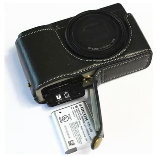 Genuine Cowhide Leather Half Body Case Camera bag cover For Ricoh GRIII GR3 GR-3 With Battery Opening