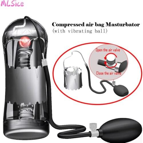 Newest Airbag Squeeze Vacuum Sex Cup Soft Pussy Transparent Vagina Sexy Pocket Male Masturbator Endurance Exercise Toys for Men