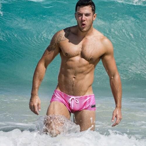 2019 new swimwear men sexy solid metal men swimsuits sunga masculina beach shorts board men swim trunk boxer briefs bathing suit