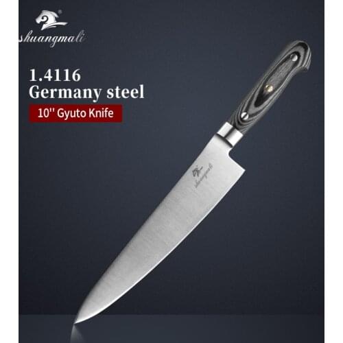 10 Inch Cooking Chef Knife Import 1.4116 Stainless Steel Utility Kitchen Chef Knives Slicing Cleaver Chef Knife With Wood Handle