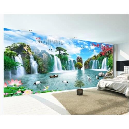 Beibehang Custom wallpaper HD landscape painting waterfall TV sofa background wall home decoration 3d wallpaper papel de parede
