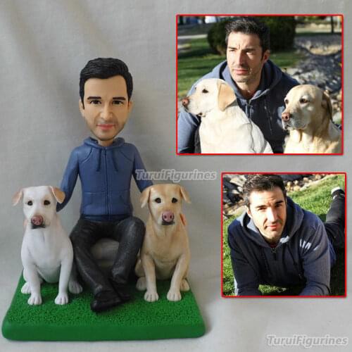 OOAK Custom Cake Topper Birthday Wth Dog Gifts For Brithday Handmade Cake Topper Sculpture Figurines Mini Statue Face From Photo