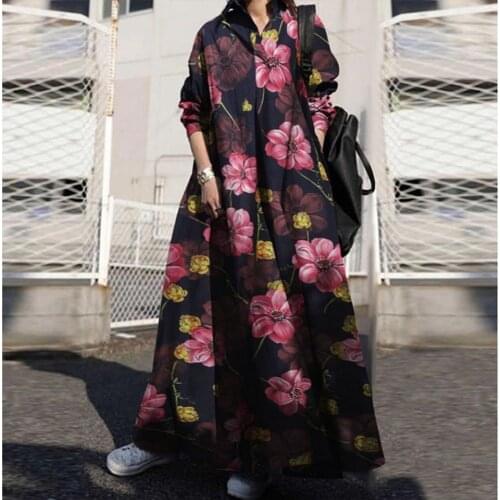 Abaya Turkey Muslim Ladies With Long Skirt Middle East Ethnic Print Long Sleeve Dress 2021 Spring Autumn New Leisure Dress