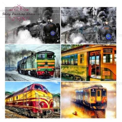 Train 5D Diamond Painting Railway Scenery Full Square Round Drill Diamond Embroidery Cross Stitch Kit Hobby and Gift Home Decor