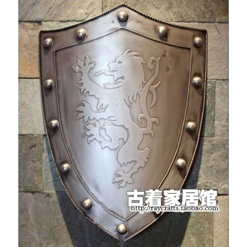 Package post / European iron metal shield / European Medieval Knight / ancient Rome Samurai armor / bar background wall