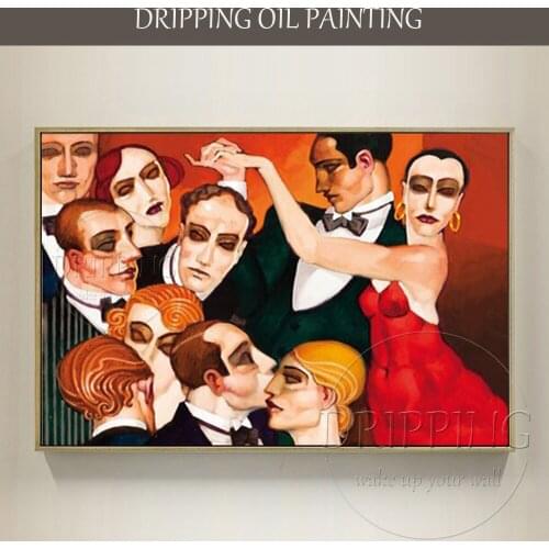 Artist Hand-painted Impressionist Brazil Portrait Oil Painting on Canvas Non-Eyes Portrait Oil Painting Dance Party Oil Painting