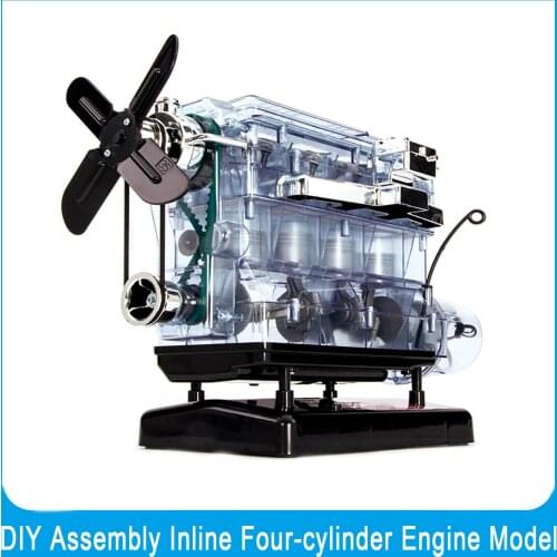 DIY Assembled Inline Four-cylinder Engine Model L4 Engine Movable Educational Toy Car Model Mini