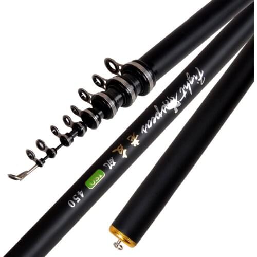 Black Carbon Telescopic Fishing Rod 2.4m 3.0m 3.6m 4.5m 5.4m 6.3m 7.2m Sea Rods Portable Fishing Rod Spinning Fishing Pole