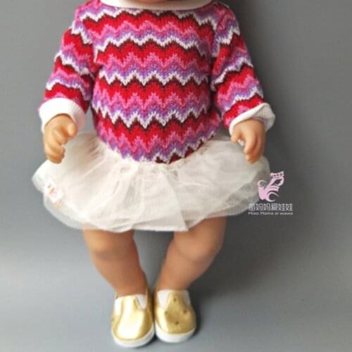 18" Dolls Babby New Born Doll Knit Lace Dress Fit for 18 Inch Dolls Dress Girl New Year Gift
