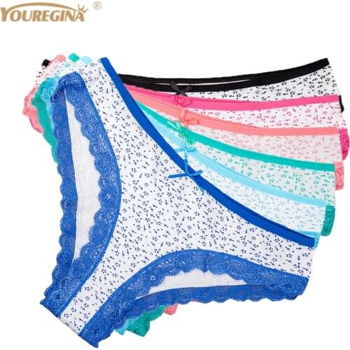 Sexy Cotton Women Underwear Panties Plus Size Ladies Briefs Print Breathable Comfortable Female Intimates 6 pcs/lot