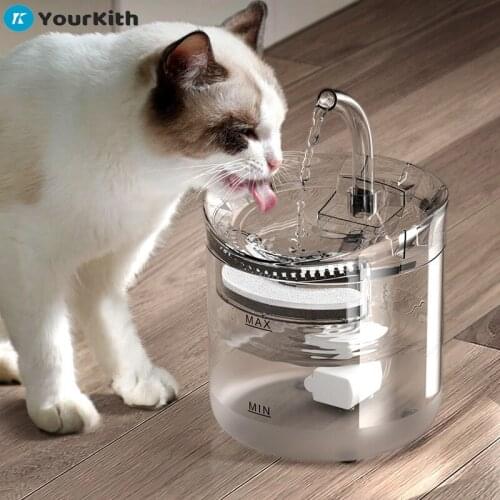 YourKith Pet Cat Water Fountain Filter Smart Automatic Drinker Circulation Water Dispenser 1.8L Fuente Agua Gato Bebedero Perro