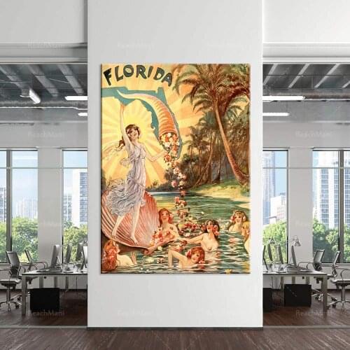 Vintage Florida prints • Florida antique wall art • Art Nouveau • Vintage Florida tourist poster print