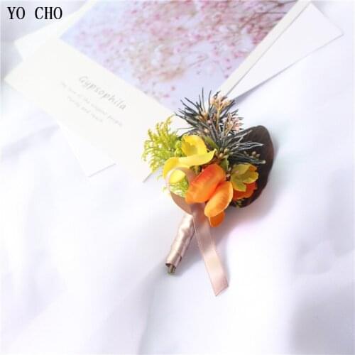 YO CHO Designed Succulent Plant Decor Bridesmaid Wrist Bracelet Artificial Green Leave Berries Weddding Decorative Corsage