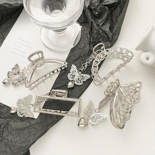 Women Girls Geometric Metal Hair Claw Clip Clamps Hair Crab Diverse Shape Long Tassel Butterfly Metal Hair Claw