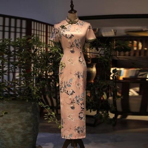 2021 Chine ethnic style cheongsam skirt temperament Tang Slim fit fashion retro catwalk old Shanghai cheongsam skirt S-4XL size
