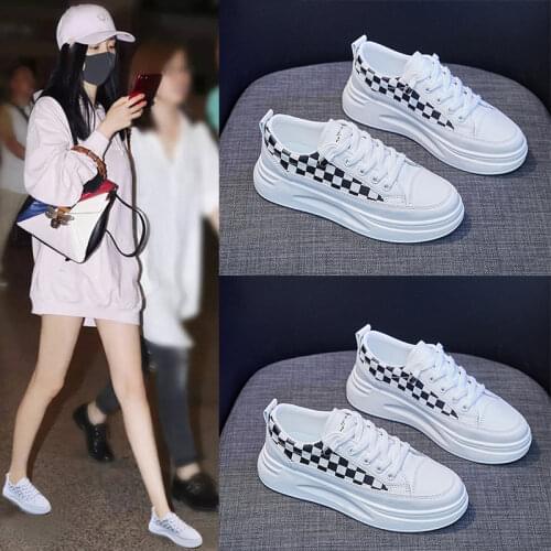 2021 New Spring Women Casual Platform Shoes Canvas Fashion Colors Girl Leisure Thick-soled Flat Shoes Chunky Sneakers 3 Colors