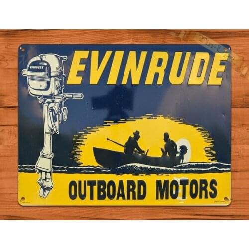 TIN SIGN Evinrude Outboard Motor Boat Rustic Garage Repair Metal Poster